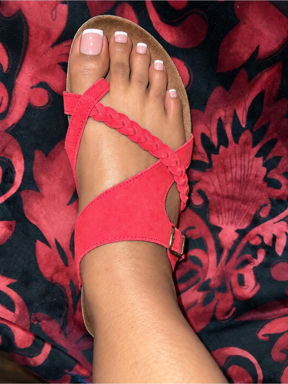 White Mountain Coral Braided-Strap Women's Sandals